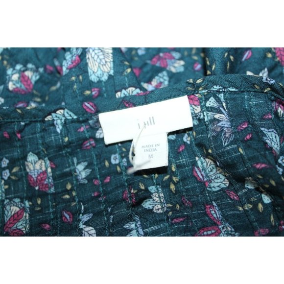 J Jill Womens Multicolor Floral Cotton 3/4 Sleeve Pintuck Blouse M - Picture 6 of 6